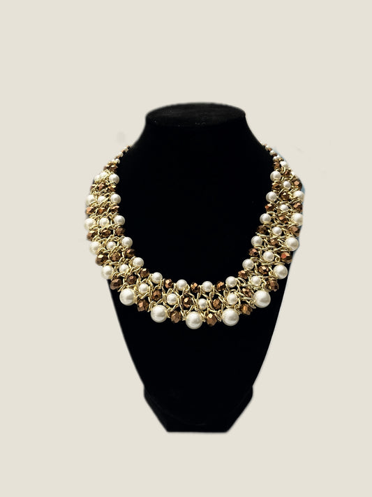 Crystal and Pearl Statement Necklace