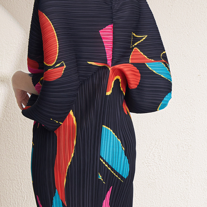 Colorblock Batwing Sleeve Dress